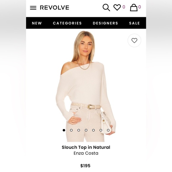 NWT Enza Costa Ribbed Jersey Knit One Shoulder Slouch Top - Picture 6 of 12